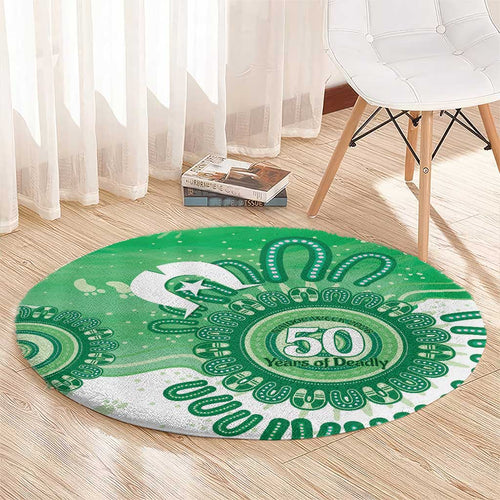NAIDOC Week 2026 Round Carpet 50 Years Deadly Dhari Green Aboriginal Art