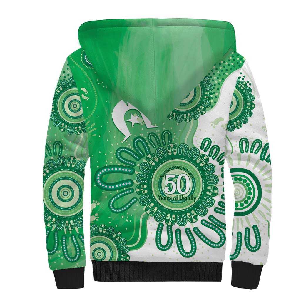 NAIDOC Week 2026 Sherpa Hoodie 50 Years Deadly Dhari Green Aboriginal Art