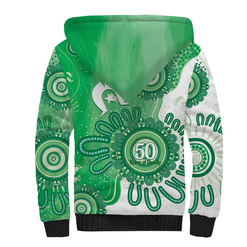 NAIDOC Week 2026 Sherpa Hoodie 50 Years Deadly Dhari Green Aboriginal Art
