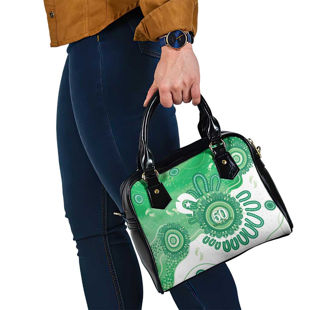 NAIDOC Week 2026 Shoulder Handbag 50 Years Deadly Dhari Green Aboriginal Art