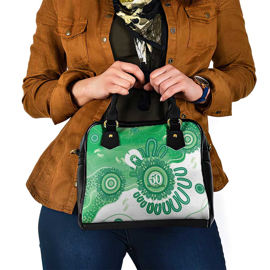 NAIDOC Week 2026 Shoulder Handbag 50 Years Deadly Dhari Green Aboriginal Art