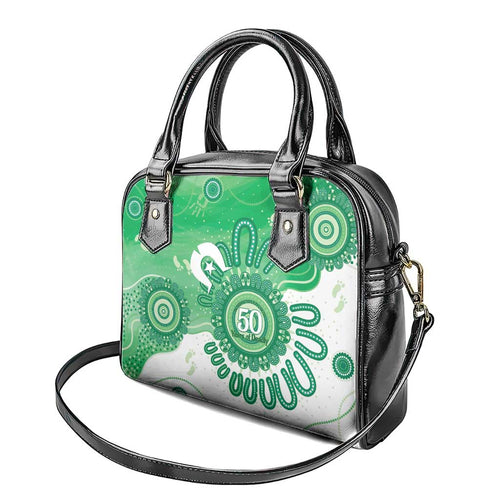 NAIDOC Week 2026 Shoulder Handbag 50 Years Deadly Dhari Green Aboriginal Art