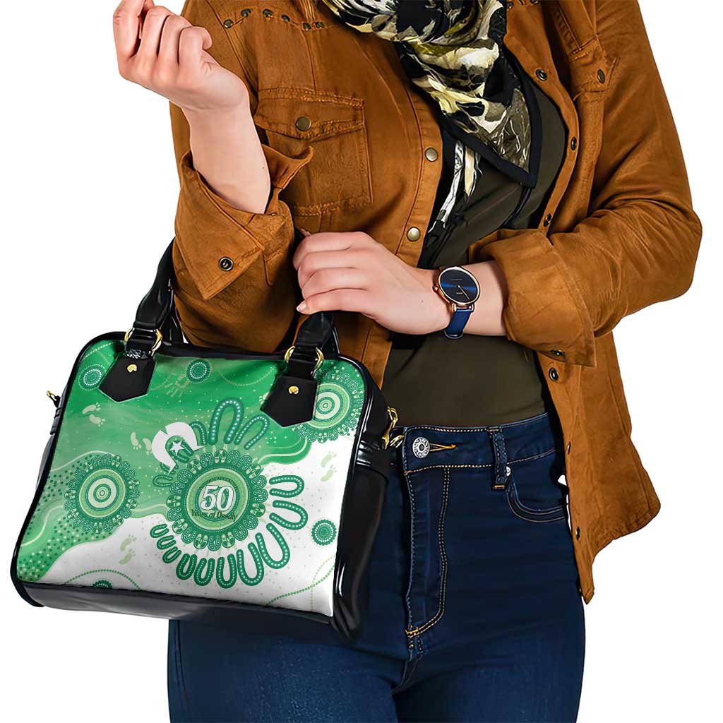 NAIDOC Week 2026 Shoulder Handbag 50 Years Deadly Dhari Green Aboriginal Art