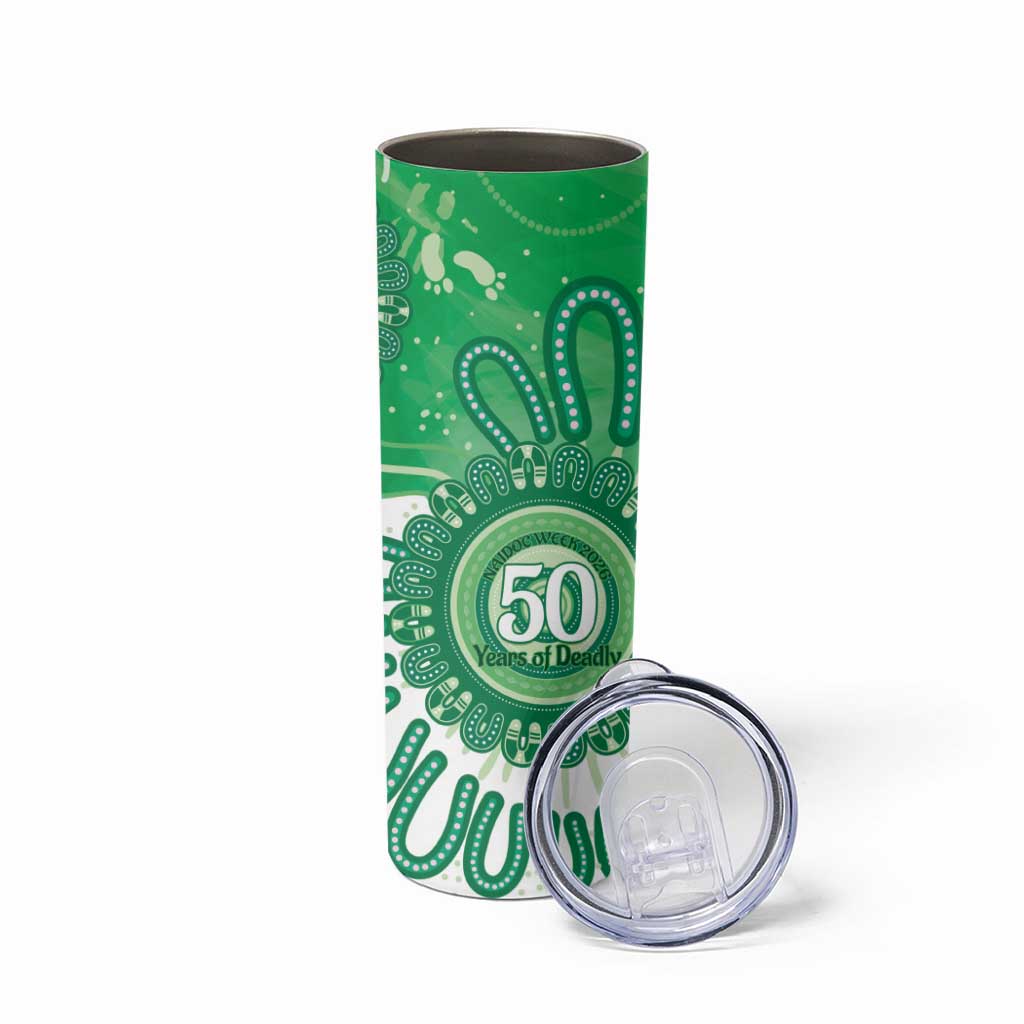 NAIDOC Week 2026 Skinny Tumbler 50 Years Deadly Dhari Green Aboriginal Art
