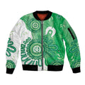 NAIDOC Week 2026 Sleeve Zip Bomber Jacket 50 Years Deadly Dhari Green Aboriginal Art