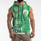 NAIDOC Week 2026 Sleeveless Hoodie 50 Years Deadly Dhari Green Aboriginal Art