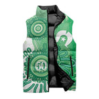 NAIDOC Week 2026 Sleeveless Puffer Jacket 50 Years Deadly Dhari Green Aboriginal Art