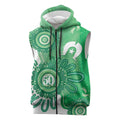 NAIDOC Week 2026 Sleeveless Zip Hoodie 50 Years Deadly Dhari Green Aboriginal Art