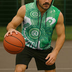 NAIDOC Week 2026 Sleeveless Zip Hoodie 50 Years Deadly Dhari Green Aboriginal Art
