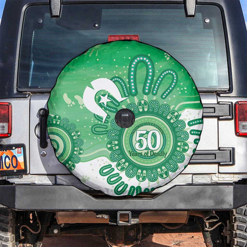 NAIDOC Week 2026 Spare Tire Cover 50 Years Deadly Dhari Green Aboriginal Art