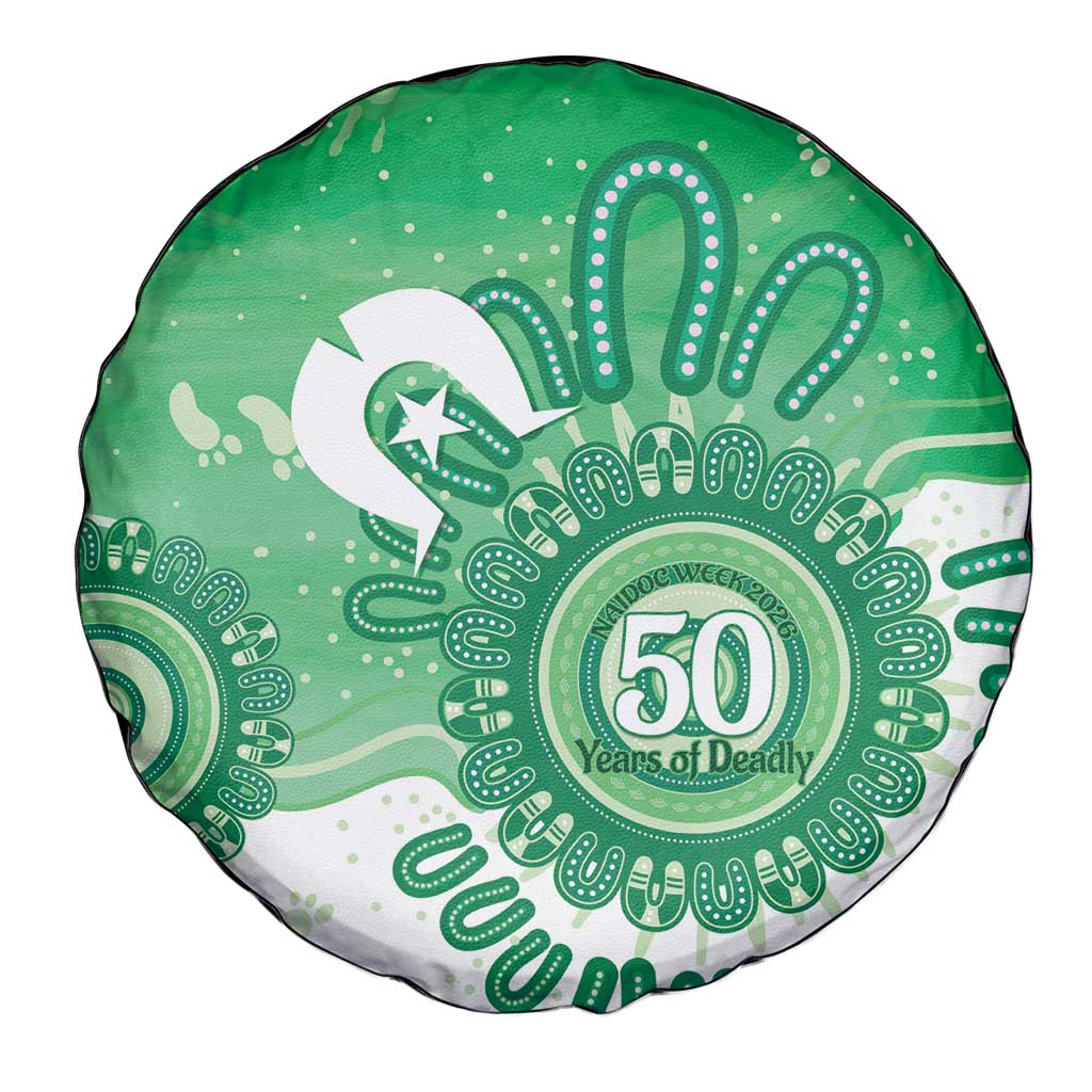 NAIDOC Week 2026 Spare Tire Cover 50 Years Deadly Dhari Green Aboriginal Art