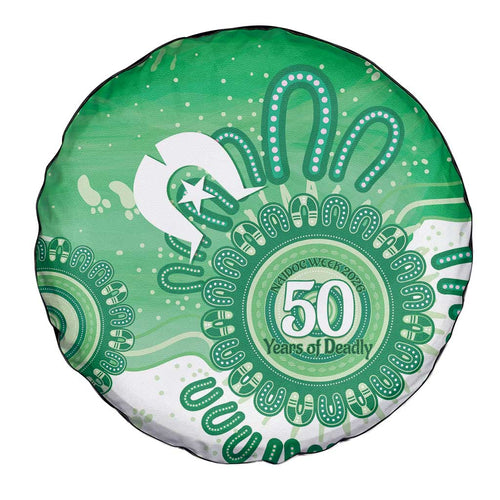 NAIDOC Week 2026 Spare Tire Cover 50 Years Deadly Dhari Green Aboriginal Art