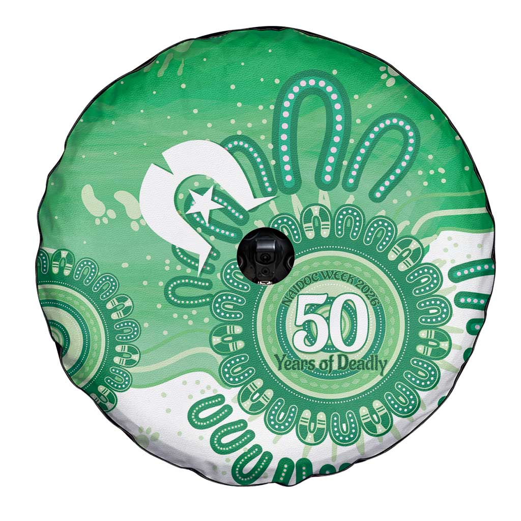 NAIDOC Week 2026 Spare Tire Cover 50 Years Deadly Dhari Green Aboriginal Art