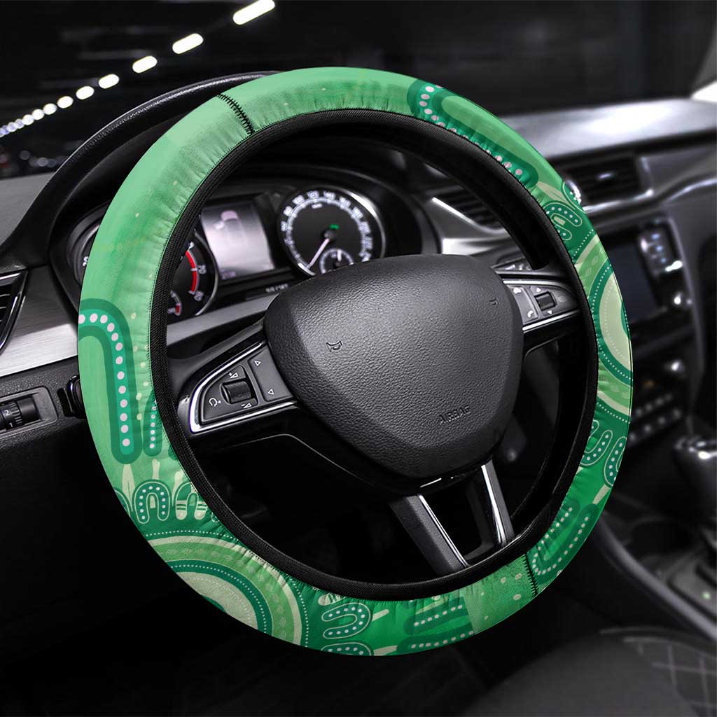 NAIDOC Week 2026 Steering Wheel Cover 50 Years Deadly Dhari Green Aboriginal Art