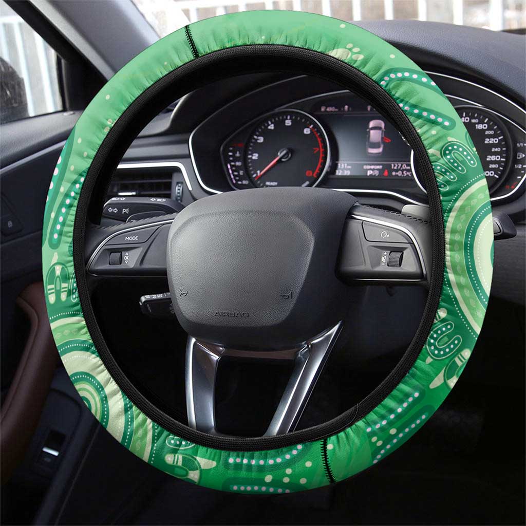 NAIDOC Week 2026 Steering Wheel Cover 50 Years Deadly Dhari Green Aboriginal Art