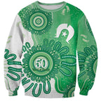 NAIDOC Week 2026 Sweatshirt 50 Years Deadly Dhari Green Aboriginal Art