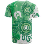 NAIDOC Week 2026 T Shirt 50 Years Deadly Dhari Green Aboriginal Art