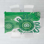 NAIDOC Week 2026 Tablecloth 50 Years Deadly Dhari Green Aboriginal Art
