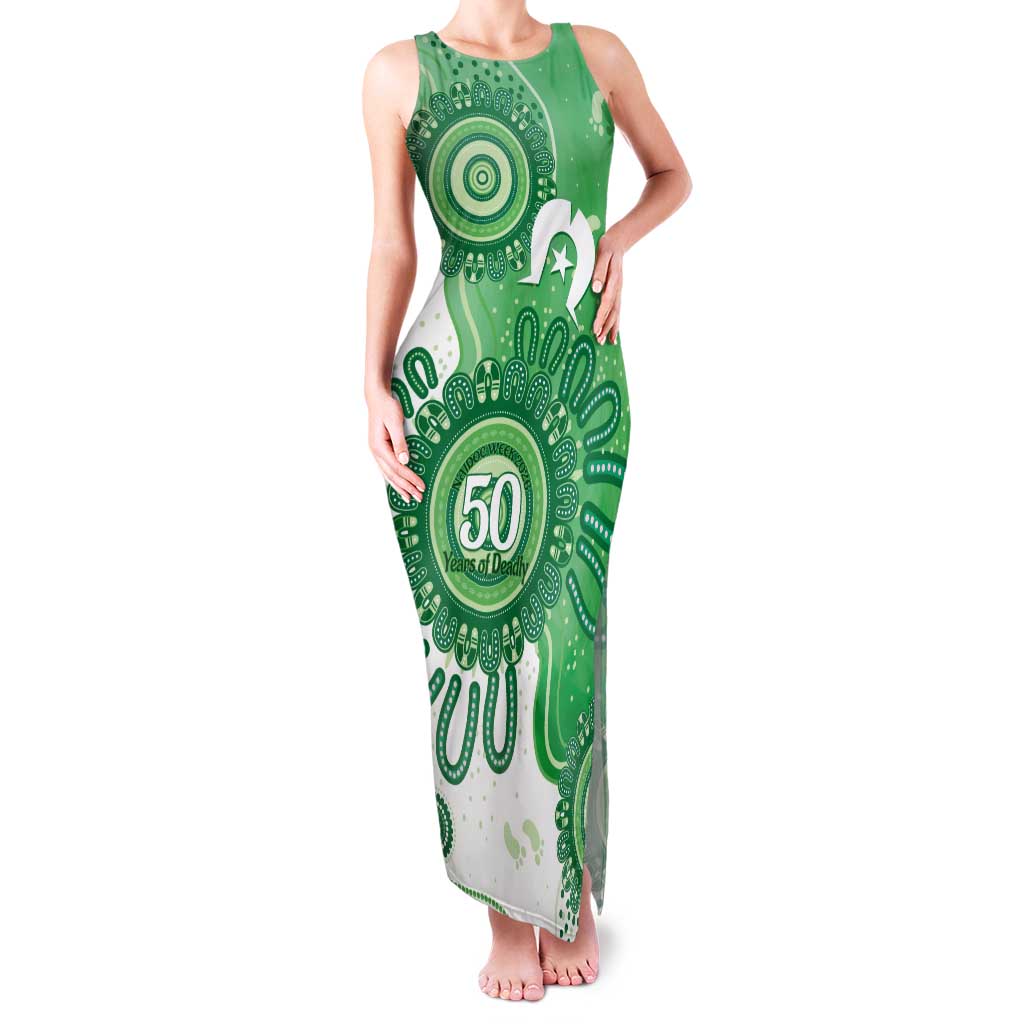 NAIDOC Week 2026 Tank Maxi Dress 50 Years Deadly Dhari Green Aboriginal Art
