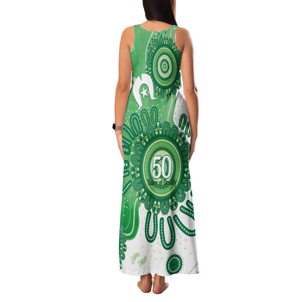 NAIDOC Week 2026 Tank Maxi Dress 50 Years Deadly Dhari Green Aboriginal Art
