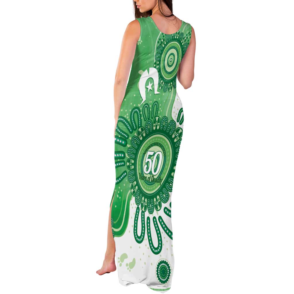 NAIDOC Week 2026 Tank Maxi Dress 50 Years Deadly Dhari Green Aboriginal Art