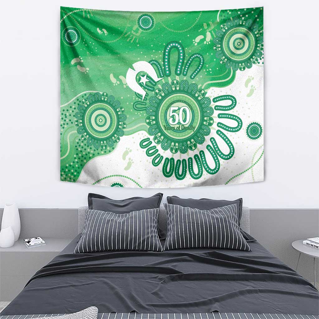 NAIDOC Week 2026 Tapestry 50 Years Deadly Dhari Green Aboriginal Art
