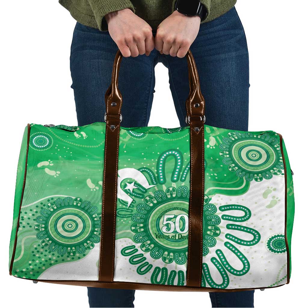 NAIDOC Week 2026 Travel Bag 50 Years Deadly Dhari Green Aboriginal Art