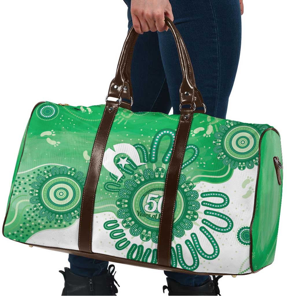 NAIDOC Week 2026 Travel Bag 50 Years Deadly Dhari Green Aboriginal Art