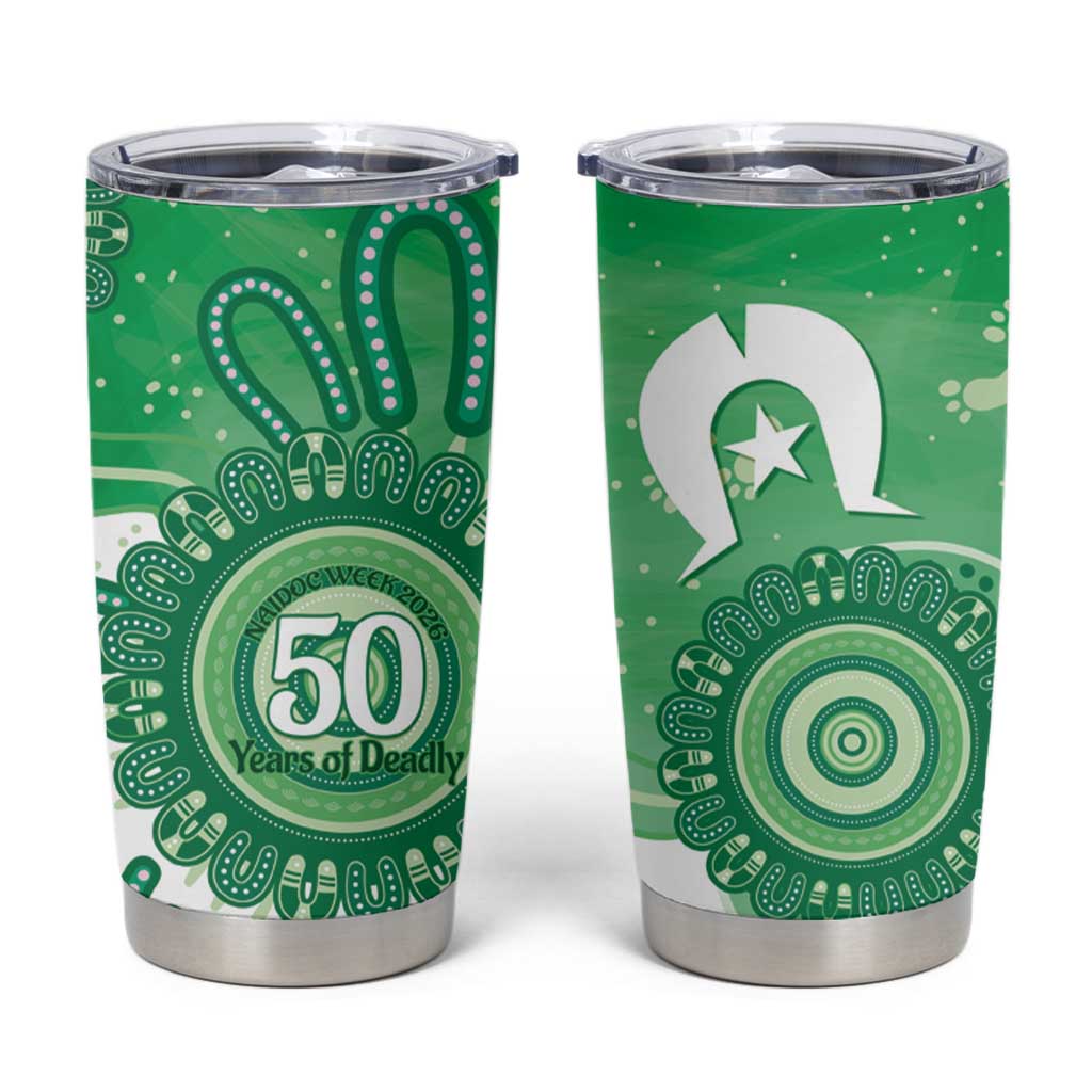 NAIDOC Week 2026 Tumbler Cup 50 Years Deadly Dhari Green Aboriginal Art