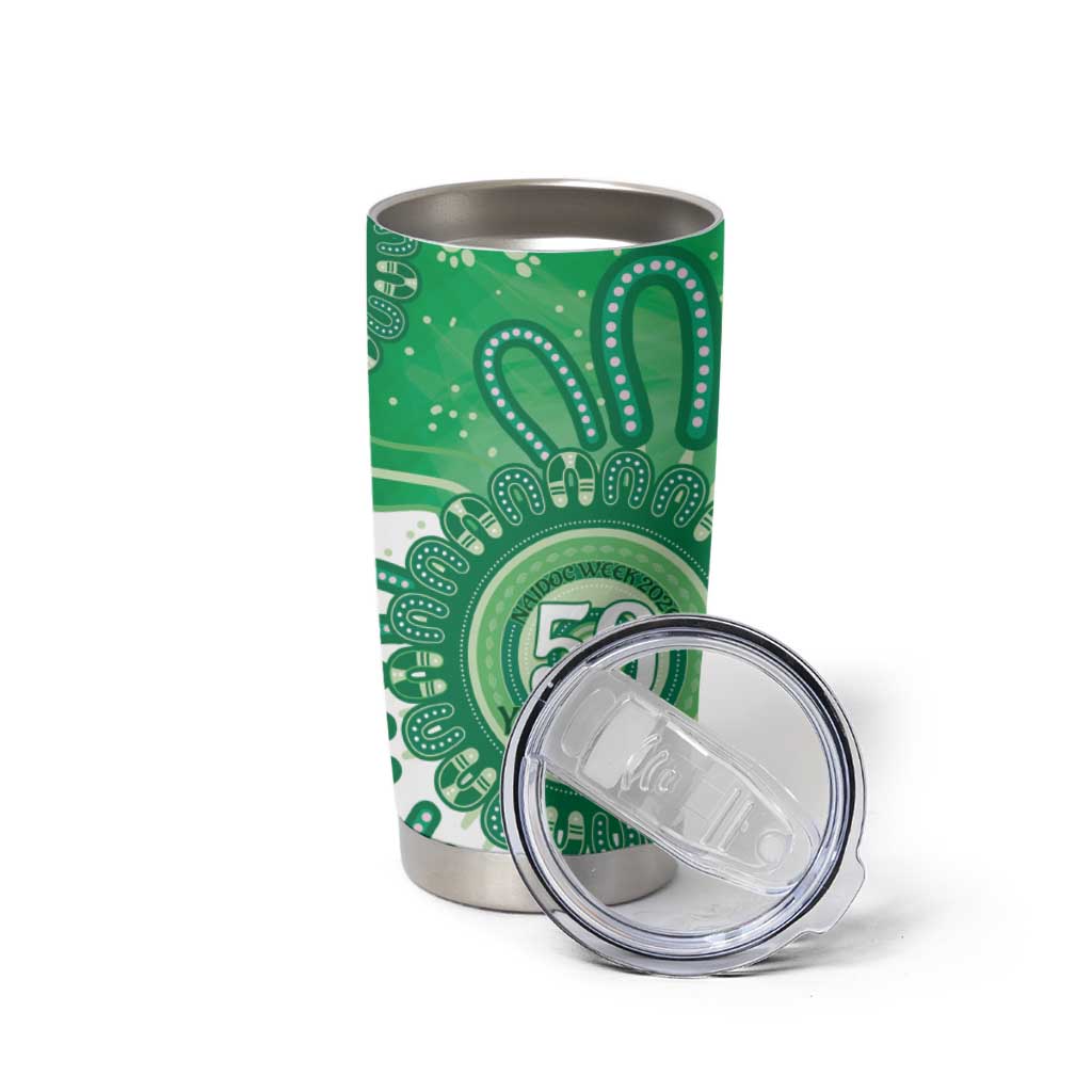 NAIDOC Week 2026 Tumbler Cup 50 Years Deadly Dhari Green Aboriginal Art