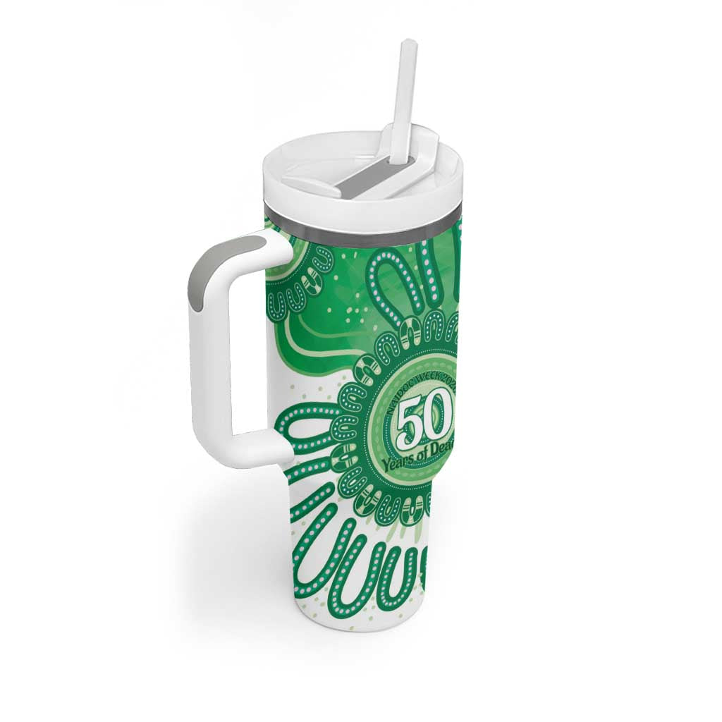 NAIDOC Week 2026 Tumbler With Handle 50 Years Deadly Dhari Green Aboriginal Art
