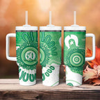 NAIDOC Week 2026 Tumbler With Handle 50 Years Deadly Dhari Green Aboriginal Art