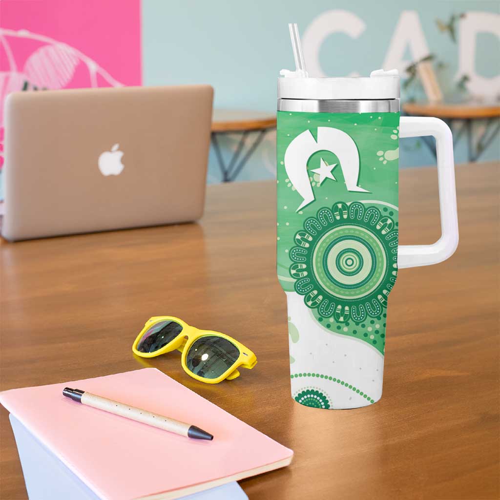 NAIDOC Week 2026 Tumbler With Handle 50 Years Deadly Dhari Green Aboriginal Art