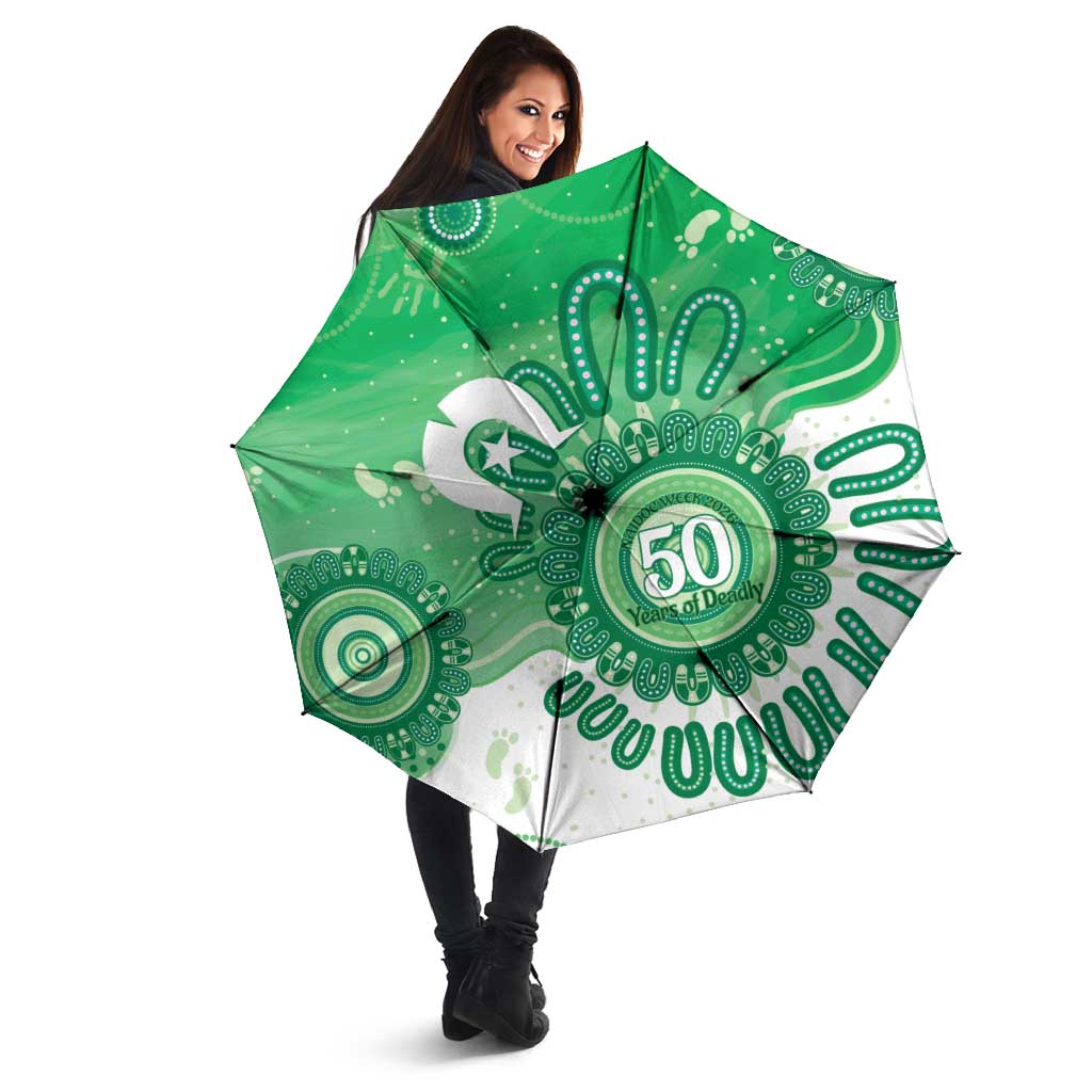 NAIDOC Week 2026 Umbrella 50 Years Deadly Dhari Green Aboriginal Art