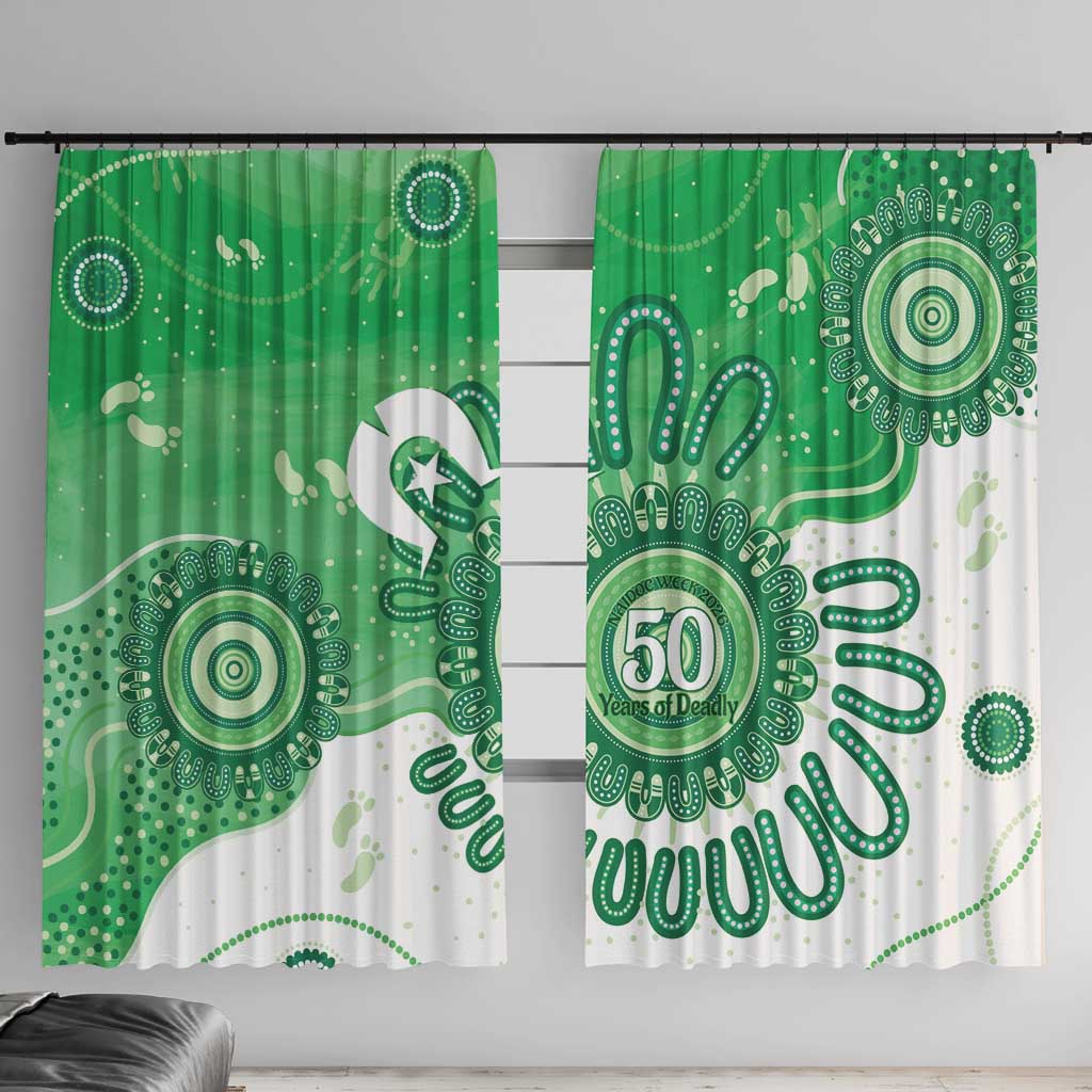 NAIDOC Week 2026 Window Curtain 50 Years Deadly Dhari Green Aboriginal Art