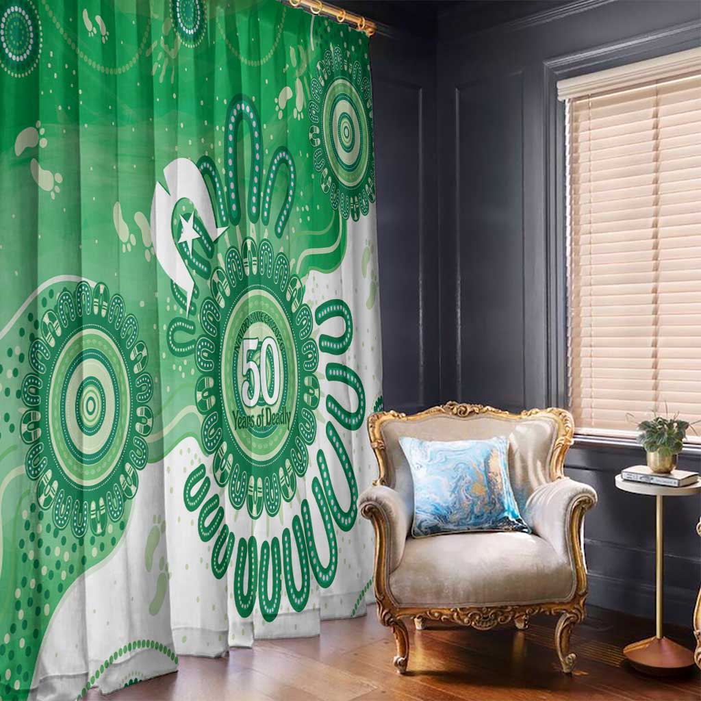 NAIDOC Week 2026 Window Curtain 50 Years Deadly Dhari Green Aboriginal Art