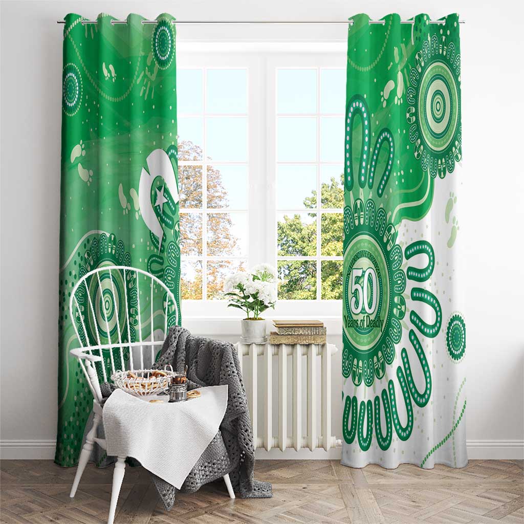 NAIDOC Week 2026 Window Curtain 50 Years Deadly Dhari Green Aboriginal Art