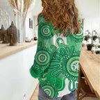 NAIDOC Week 2026 Women Casual Shirt 50 Years Deadly Dhari Green Aboriginal Art