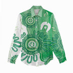 NAIDOC Week 2026 Women Casual Shirt 50 Years Deadly Dhari Green Aboriginal Art