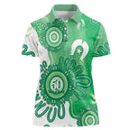 NAIDOC Week 2026 Women Polo Shirt 50 Years Deadly Dhari Green Aboriginal Art