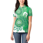NAIDOC Week 2026 Women Polo Shirt 50 Years Deadly Dhari Green Aboriginal Art