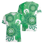 NAIDOC Week 2026 Women V-Neck T-Shirt 50 Years Deadly Dhari Green Aboriginal Art