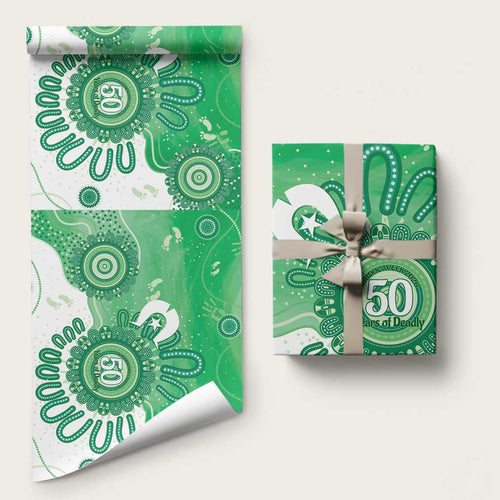 NAIDOC Week 2026 Wrapping Paper 50 Years Deadly Dhari Green Aboriginal Art