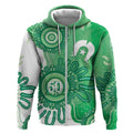 NAIDOC Week 2026 Zip Hoodie 50 Years Deadly Dhari Green Aboriginal Art