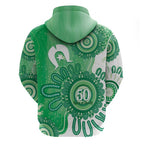NAIDOC Week 2026 Zip Hoodie 50 Years Deadly Dhari Green Aboriginal Art
