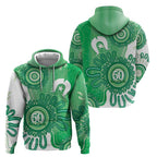 NAIDOC Week 2026 Zip Hoodie 50 Years Deadly Dhari Green Aboriginal Art