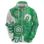 NAIDOC Week 2026 Zip Hoodie 50 Years Deadly Dhari Green Aboriginal Art