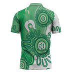 NAIDOC Week 2026 Zipper Polo Shirt 50 Years Deadly Dhari Green Aboriginal Art