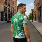 NAIDOC Week 2026 Zipper Polo Shirt 50 Years Deadly Dhari Green Aboriginal Art