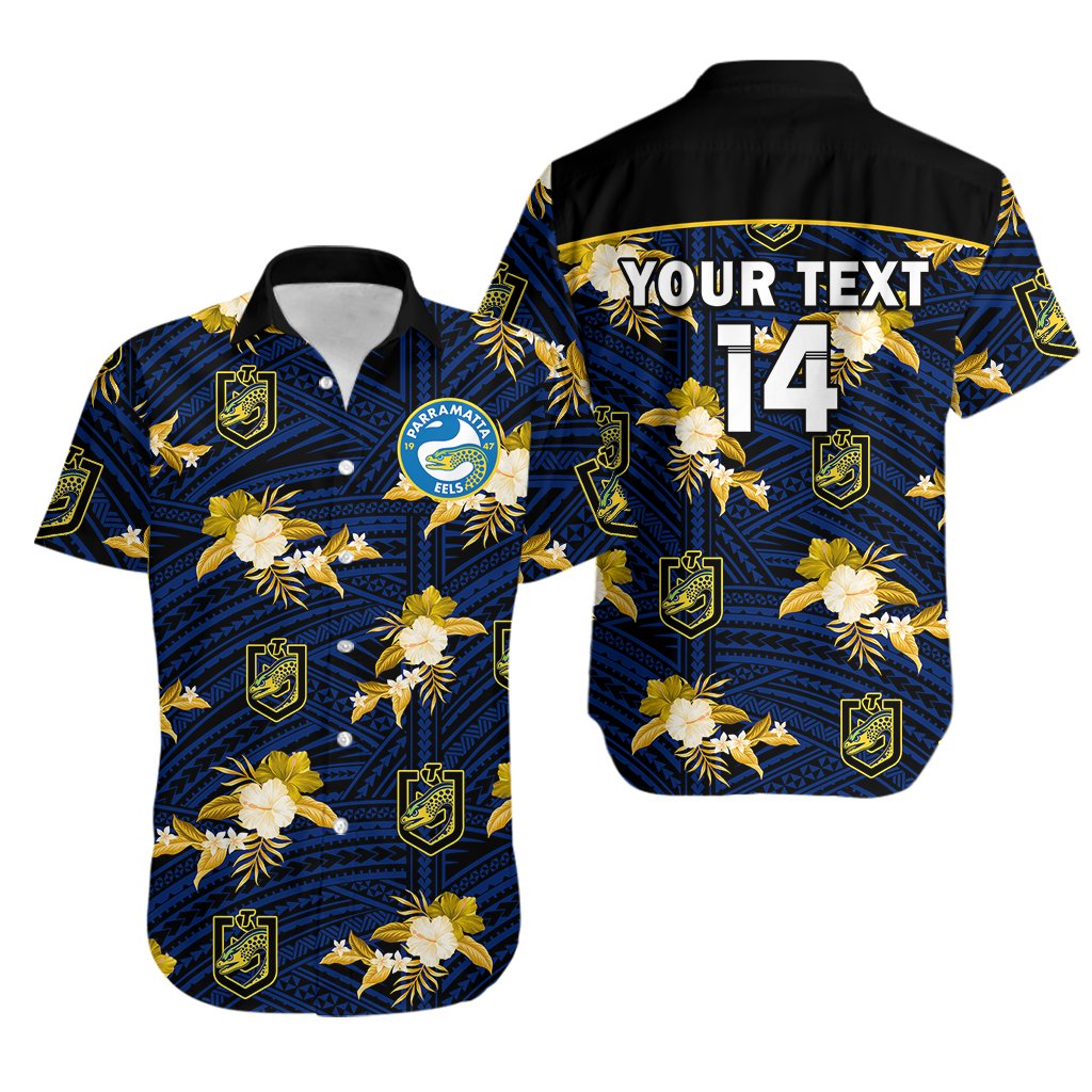 custom-text-and-number-parramatta-eels-rugby-hawaiian-shirt-polynesian-tribal-mix-tropical-hawaiian-style